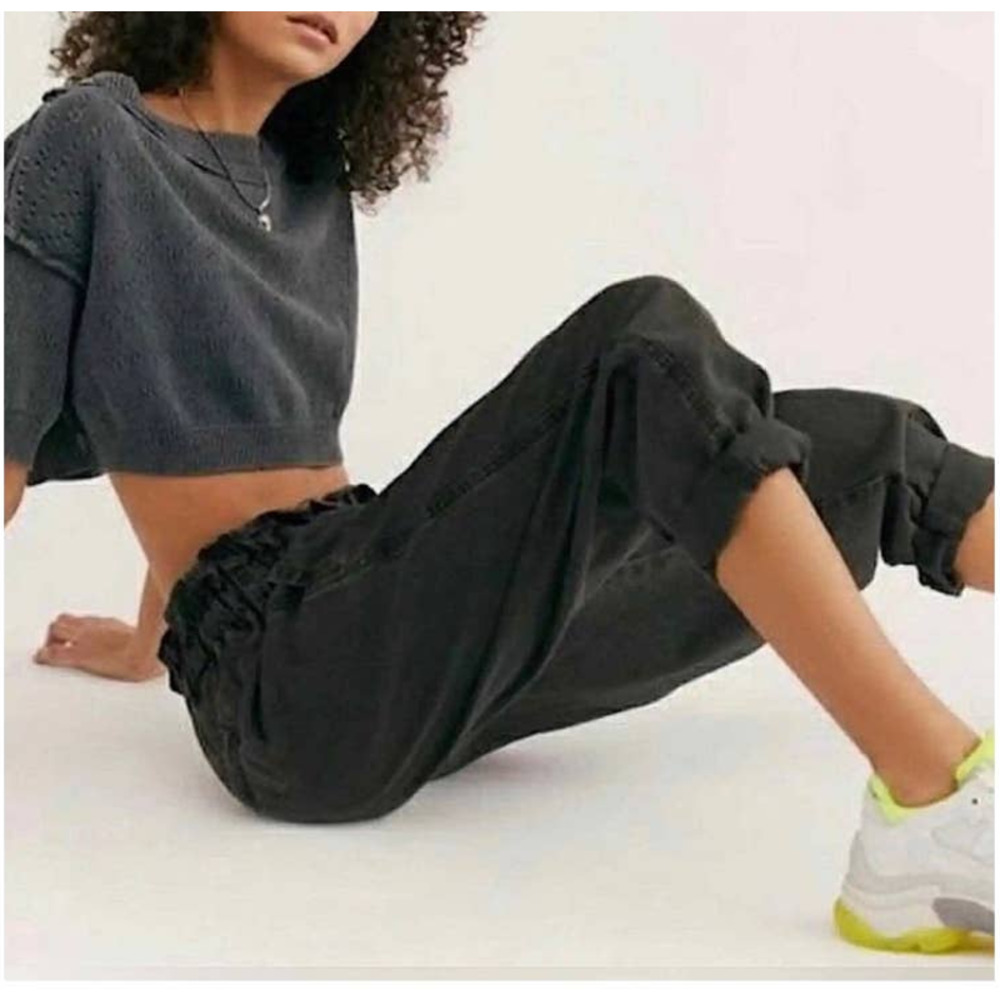 FREE PEOPLE Margate Pleated Trouser Pants Womens Small Charcoal Gray High Rise - Picture 2 of 16
